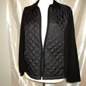 Black Women's Puffy Style Jacket with Knit Sleeves